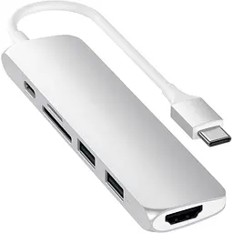 Адаптер Satechi Type-C Slim Multi-Port 4K V2 Silver (ST-SCMA2S) - мініатюра 3