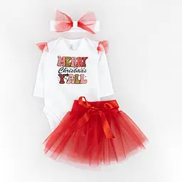 Новорічний трикотажний комплект для дівчинки Merry Cristmas зріст 80 см (9 - 12 місяців) Malena Білий з принтом