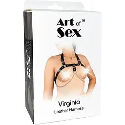 Жіноча портупея з натуральної шкіри Art of Sex - Virginia, колір Чорний, розмір L-2XL - мініатюра 5