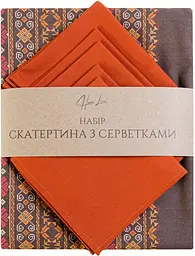 Набір Home Line скатертина з серветкою Обереги теракотовий 150х220 см (199567) - мініатюра 2