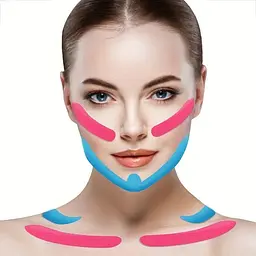 Кінезіо тейп для підтяжки обличчя та зони декольте червоний 2.5 см x 5 м - мініатюра 5