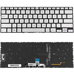 Клавіатура для ноутбука ASUS (UX434 series) ukr, ice-silver, без фрейма, підсвічування клавіш (ОРИГІНАЛ)