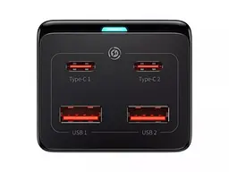 Мережевий зарядний пристрій Baseus GaN3 Pro Desktop Powerstrip AC+2U+2C 100W EU Black With Mini White Cable Type-C to Type-C 100W, 20V/5A, 1 м Black） - мініатюра 5