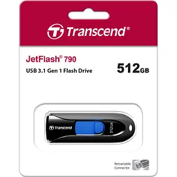 USB флеш накопичувач Transcend 512GB JetFlash 790 Black USB 3.1 (TS512GJF790K) - мініатюра 4