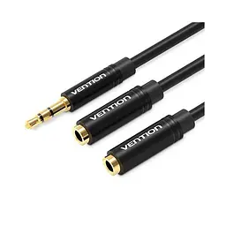 Кабель-розгалужувач Vention 3.5mm Male to 2*3.5mm Female Stereo Splitter Cable 0.3M Black (BBWBY)