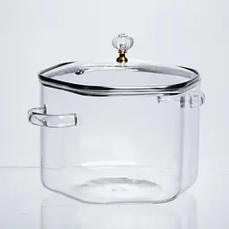 Каструля скляна Yiwu HP-34-41 шестигранна 3.5 л з кришталевою ручкою для варіння та тушкування