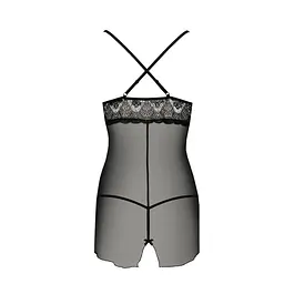 Прозора сорочка приталена Passion QUENTRIS CHEMISE S/M, black, трусики - мініатюра 6