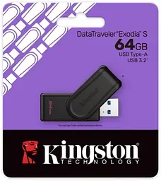 Флеш-накопичувач USB 64Gb DataTraveler Exodia S, Black, USB 3.2 Gen 1 (DTXS/64GB) Kingston teh0029102 - мініатюра 3