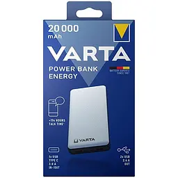 Зовнішній акумулятор Power bank Varta 20000mAh 3.0A USB 2.4A - мініатюра 2