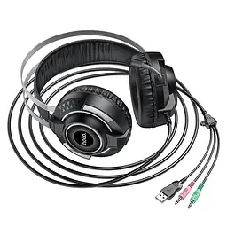 Навушники накладні Hoco ESD06 ігрові з LED підсвічуванням Jack 3.5, 2м, black - мініатюра 2