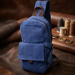 Функціональний текстильний рюкзак у стилі мілітарі Vintagе 22181 синій