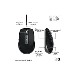 Мишка Logitech MX Anywhere 3S для MAC Wireless Space Grey (910-006947) - мініатюра 3