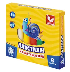 Пластилін восковий "Школярик" 6 кол. круглий /83811905-UA/ 78 г (1/26)