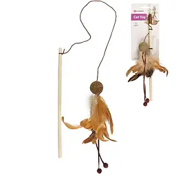 Вудка-дразнилка Flamingo Penken для котів з м'ячем, пір'ям і котячою м'ятою, 27 см