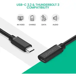 Дата кабель USB-C to USB-C 1.0m USB 3.1Gen2 100W US353 Black Ugreen (10387) - мініатюра 4