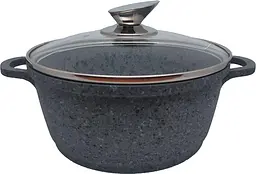 Каструля з кришкою Krauzer Granite Line KR-77052 22 см 3.3 л сіра