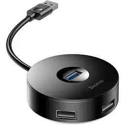 Usb-хаб Baseus Round Box Usb to Usb 3.0 + 3 Usb 2.0 чорний (CAHub-F01)