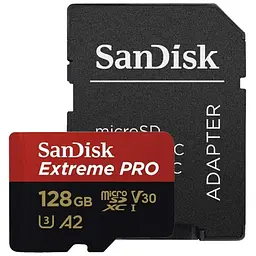 microSDXC (UHS-1 U3) SanDisk Extreme Pro A2 128Gb class 10 V30 (R200MB/s,W90MB/s) (adapter)