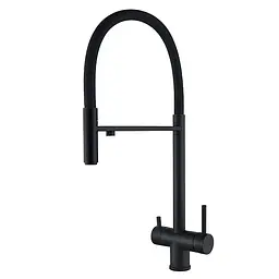 Змішувач для кухні на дві води з гнучким виливом Zerix KIT-021 Black ZX4862 Чорний матовий