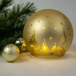 Прикраса декоративна Chomik світильник Куля, скляний, LED 12x11 см, золотий (5900779881846) - мініатюра 3