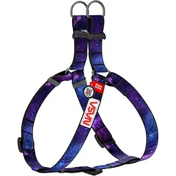 Шлея для собак Waudog Nylon з QR-паспортом, малюнок "NASA21", пластиковий фастекс, L