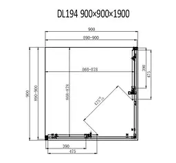 Душова кабіна Dusel DL194B Black Matt 90x90, Чорний матовий, Універсальна, прозрачний, Чорний матовий, 90x90 - мініатюра 2