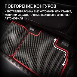 3D EVA Килимки в салон для Skoda SuperB 2001-2008 (Металевий підп'ятник) Червоний-Червоний кант 5 шт - мініатюра 5