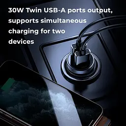 Адаптер автомобільний JOYROOM Mini dual-port Smart car charger C-A09 2USB 5A 30 W - мініатюра 6