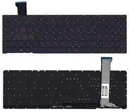Клавіатура для ноутбука Asus ROG GL552 з червоним підсвічуванням (Light Red), Black, (No Frame)