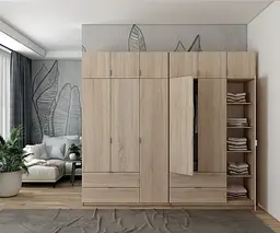 Розпашна Шафа для одягу Doros Лукас Дуб сонома 3+3 ДСП 270х50х240 (42005115) - мініатюра 4