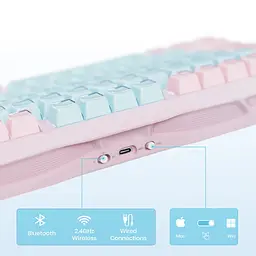 GravaStar Клавіатура механічна GravaStar Mercury K1 Lite 80keys, GravaStar x BSUN Grey, BT/WL/USB, Aurora Mist - мініатюра 4