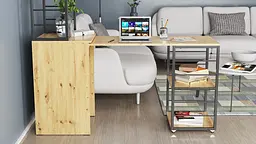 Стіл-тумба трансформер Смарт 3/2 з етажеркою Ferrum-decor 1430x1450x600 Чорний метал ДСП Дуб Артизан 16 мм (FRD-105121) - мініатюра 9