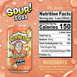 Кислий газований напій Warheads Sour Peach Soda 355 мл - мініатюра 4