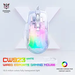 Комп'ютерна мишка Onikuma ігрова дротова для ПК C93 RGB підсвітка 12800 DPI для ноутбука прозорий корпус - мініатюра 3