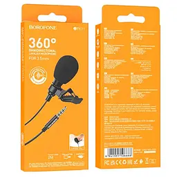 Мікрофон петличний Borofone BFK11 Elegant lavalier 3.5mm (2m) Black - мініатюра 6