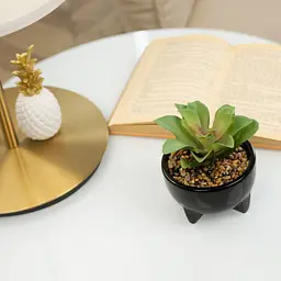 Горщик зі штучною рослиною МВМ My Home, 14 см, чорний (DH-FLOWERS-14 M GREEN/BLACK) - мініатюра 5