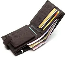 Шкіряне чоловіче портмоне на кнопці ST Leather ST104 коричневе 9,5 см - мініатюра 6