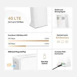 Маршрутизатор MB130-4G AC1200, 4G/LTE, 1xFE LAN, 1xFE WAN Mercusys teh0017303 - мініатюра 7
