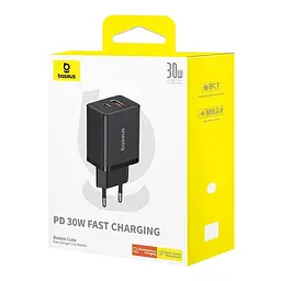 Адаптер мережевий Baseus Cube Fast Charger |1USB/1Type-C, 30W/3A, PD/QC| - мініатюра 2