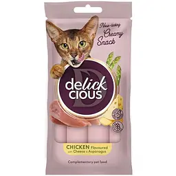 Ласощі для котів Delickcious курка з додаванням сиру та спаржі 4х15 г (4820269145184)