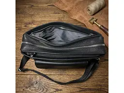 Чоловіча шкіряна сумка New Contatto 9058G-26 чорна 26×27×8 см TONY PEROTTI sum0029104 - мініатюра 6