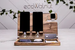 Підставка з дерева для двох телефонів/годинників Apple ecoWalnut 300x231x210 мм - мініатюра 7