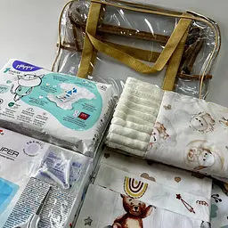 Набір для пологового будинку для новонародженого 33 предмети + прозора сумка в подарунок від ЕкоМама нейтральні кольори - мініатюра 17