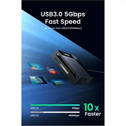Кардрiдер Ugreen CR125 USB 3.0 Black (30333) - мініатюра 12