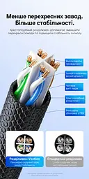 Мережевий патч-корд Ethernet Cat6A UTP на витій парі Vention 15 м 2 штекери RJ45 8P8C передавання даних до 10 Гбіт/с текстурована нековзка ПВХ-оболонка хрестоподібний розділювач витих пар позолочені контакти штекерів чорний кабель із напівпрозорими синіми корпусами штекерів (ISCBN) - мініатюра 4