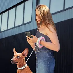 Повідець для собак WAUDOG R-leash світловідбиваюча стрічка XS-M до 40 кг 2.9 м рожевий (81277) - мініатюра 4