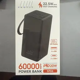 Портативний акумулятор Profit SP06 60000mAh 22,5W+PD20W LED power bank black - мініатюра 2