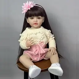 Реалістична Кукла Реборн 55 см повністю вінілова Doll Reborn Baby К0100215 - мініатюра 4