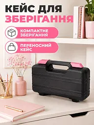 Набор инструментов 39 предметов в кейсе для дома и ремонта с молотком, рулеткой, пассатижами и битами, черно-розовый (49676381) - миниатюра 9