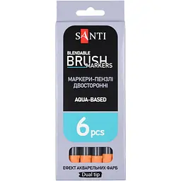 Маркер акварельний Santi Brush Marker SWB-04 помаранчевий двосторонній 6 шт. (391060) - мініатюра 4